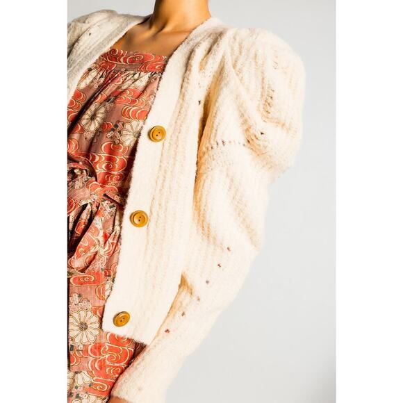 Ulla Johnson Emmy Cardigan Puff Sleeve Alpaca Blend in Dawn/Cream Size Small - Picture 6 of 10